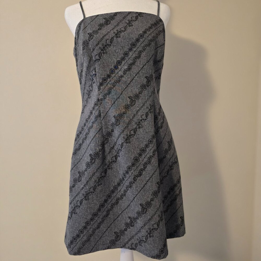 Candy Rocket Fitted Gray Patterned Mini Dress